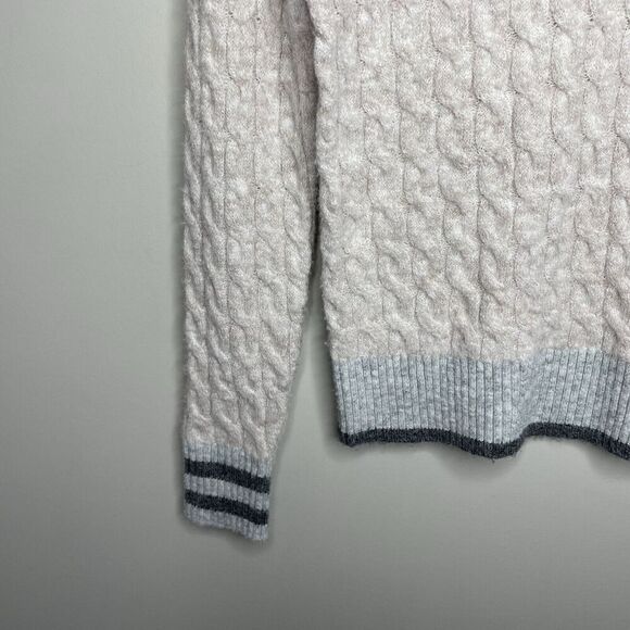 CENTRAL PARK WEST Sweater Women XS Bobbie Polo Pullover Gray Cable Knit Collared - Picture 6 of 15